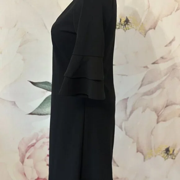 The Vanity Room Black Women's V-Neck Dress with Ruffled Sleeves Small - Picture 2 of 10